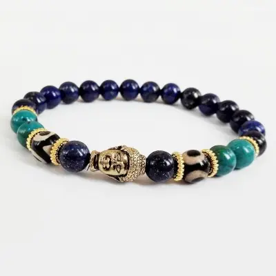 Bracelet Bouddha doré en Lapis Lazuli