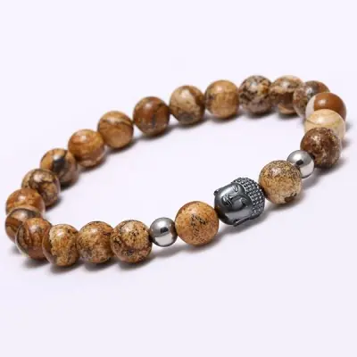 Bracelet Tête de Bouddha en Jaspe Paysage