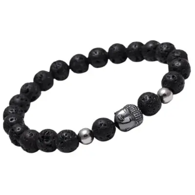 Bracelet Tête de Bouddha en Pierre de Lave