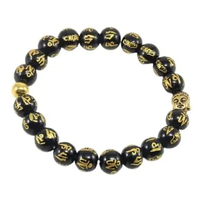 Bracelet Mala Tête de Bouddha doré