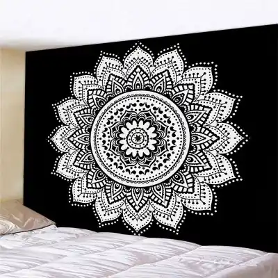 Tenture Mandala noire et blanche