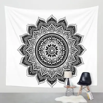 Tenture Mandala blanche et noire