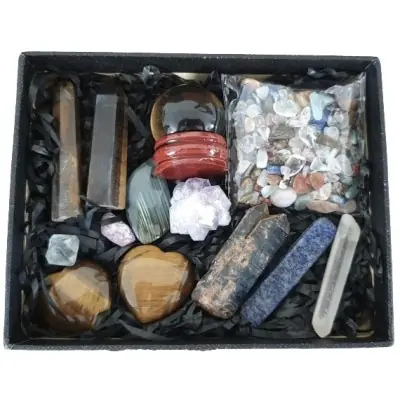 Coffret Chakra ensemble en Oeil de Tigre