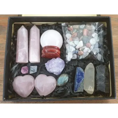 Coffret Chakra ensemble en Quartz rose