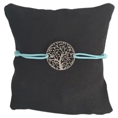 Bracelet vert lagon Arbre de Vie argenté