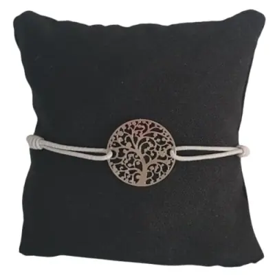 Bracelet gris Arbre de Vie argenté