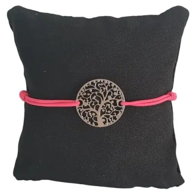 Bracelet fuschia Arbre de Vie argenté