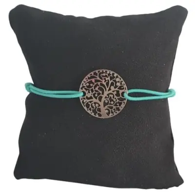 Bracelet vert Arbre de Vie argenté