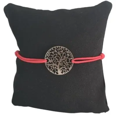 Bracelet rouge Arbre de Vie argenté