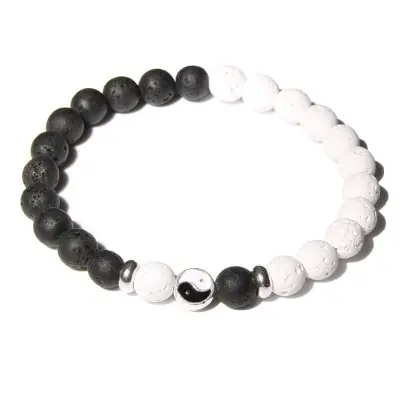 Bracelet Yin Yang Pierre de Lave