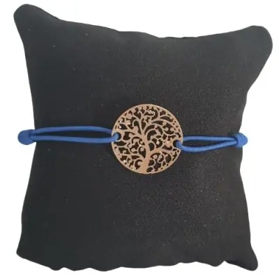 Bracelet bleu Arbre de Vie doré
