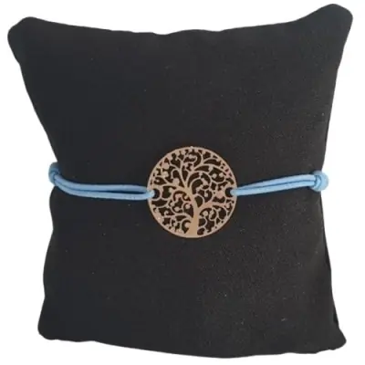 Bracelet bleu clair Arbre de Vie doré