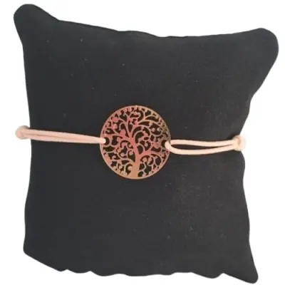 Bracelet rose poudré Arbre de Vie doré
