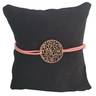 Bracelet rose foncé Arbre de Vie doré