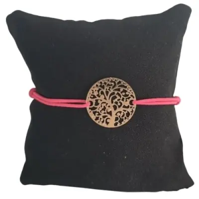 Bracelet fuschia Arbre de Vie doré