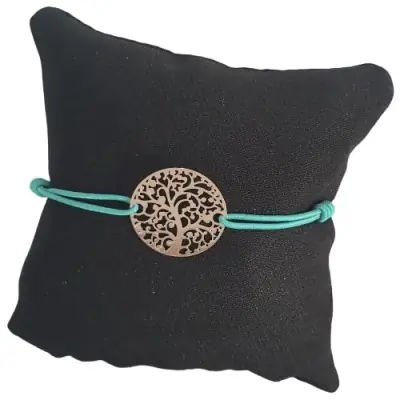 Bracelet vert Arbre de Vie doré