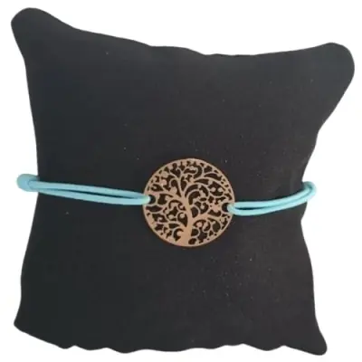 Bracelet vert lagon Arbre de Vie doré