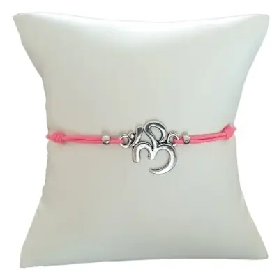Bracelet rose foncé Aum argenté