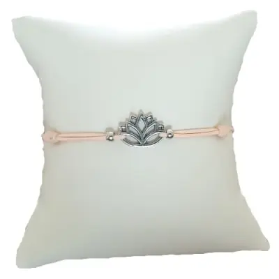 Bracelet rose poudré Lotus argenté