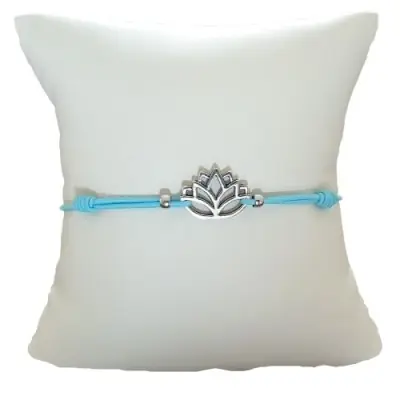 Bracelet bleu clair Lotus argenté