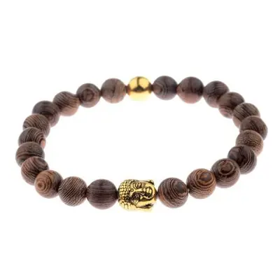 Bracelet Bois Bouddha doré