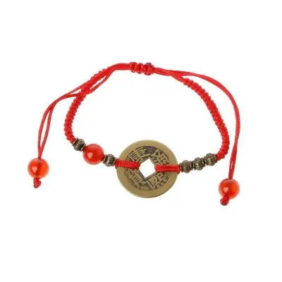 Bracelet Fils Rouge Pièce de Monnaie Ancienne