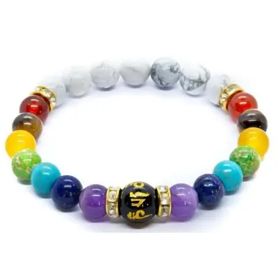 Bracelet Double Pierres 7 Chakras et Howlite blanche