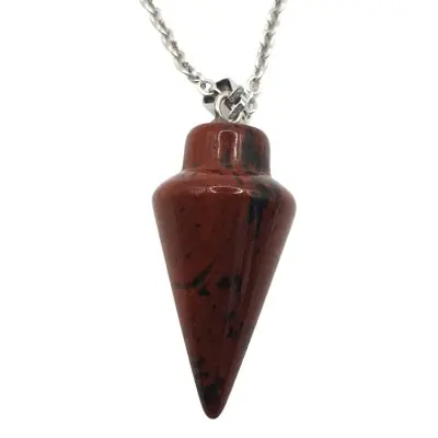 Collier Pendule en Obsidienne Acajou