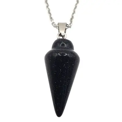 Collier Pendule en Pierre de Sable bleu