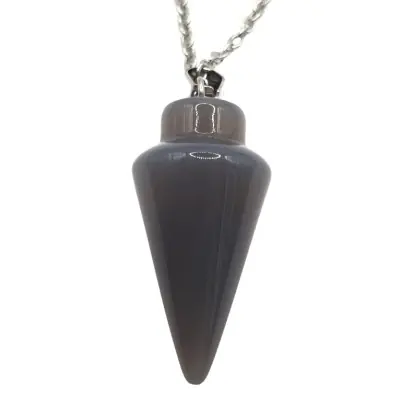 Collier Pendule en Agate grise
