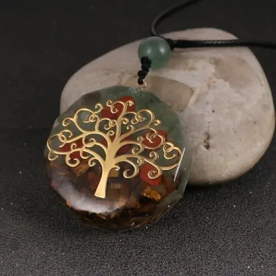 Collier Orgonite Chakras Arbre de vie doré
