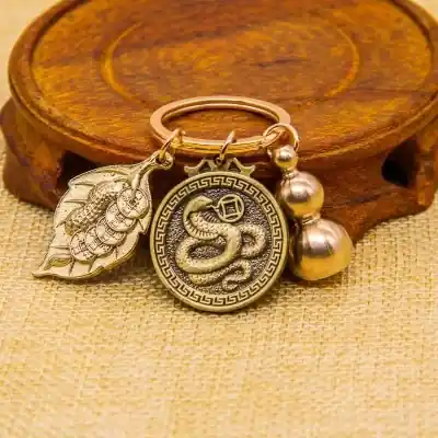 Porte Clés Zodiaque Serpent, Amulette Richesse Continue