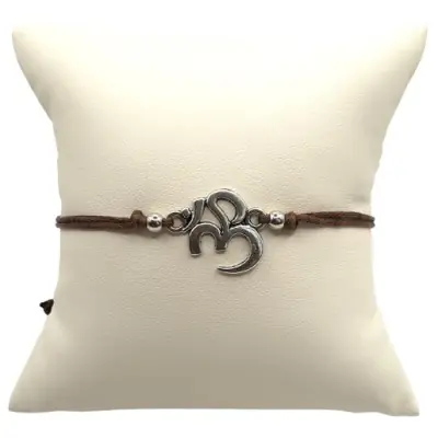 Bracelet marron Aum argenté