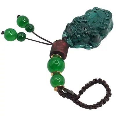 Porte Clés Pi Yao en Cristal turquoise