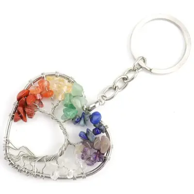 Porte Clés Arbre de Vie Coeur des 7 Chakras
