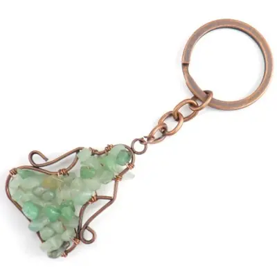 Porte Clés Yogi rosé Chakras en Aventurine verte