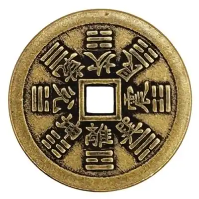 Pièce Amulette dorée des 8 Trigrammes