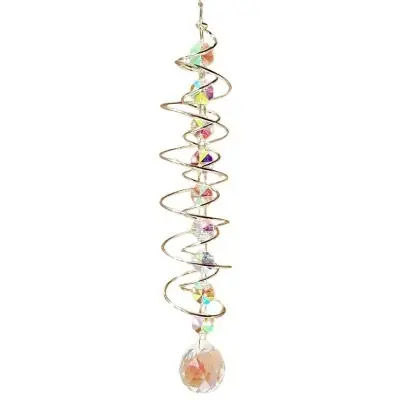Suspension Spirale argentée Cristal à Facettes 30mm
