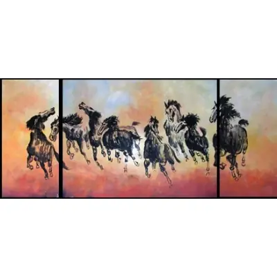 Peinture à l’huile Chevaux aux galop