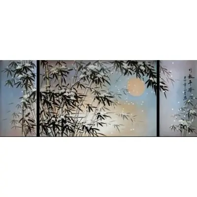 Peinture à l’huile Bambou bleu