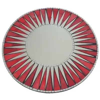 Miroir Soleil Mosaïque rouge 60cm