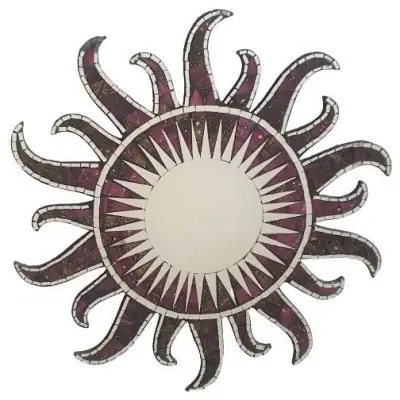 Miroir Soleil Mosaïque fushia 60cm
