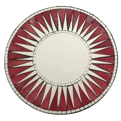 Miroir Soleil Mosaïque rouge 40cm
