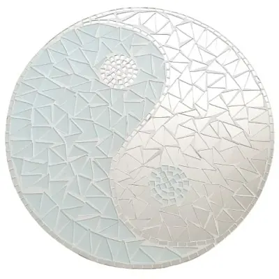 Miroir Yin Yang MosaÏque blanc 40cm