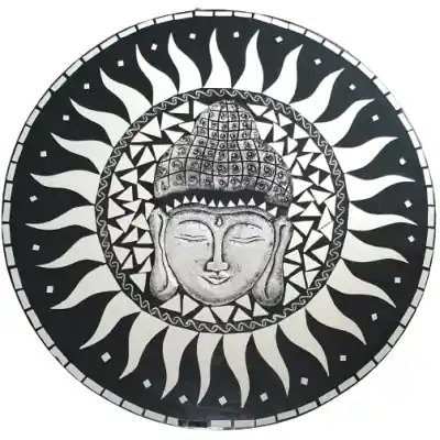 Miroir Mosaïque Bouddha argenté 60cm