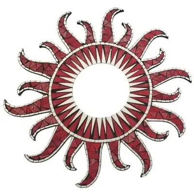 Miroir Soleil Ardent Mosaïque rouge 60cm