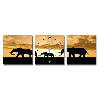 Horloge Murale Eléphants Coucher du Soleil