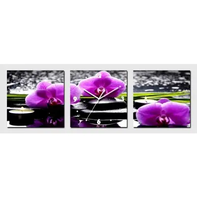 Horloge Trois Fleurs d’Orchidées