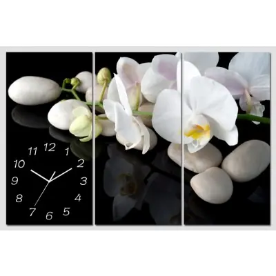 Horloge Murale Fleurs d’Orchidées blanches