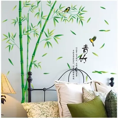 Sticker Grandes Tiges de Bambous aux Oiseaux